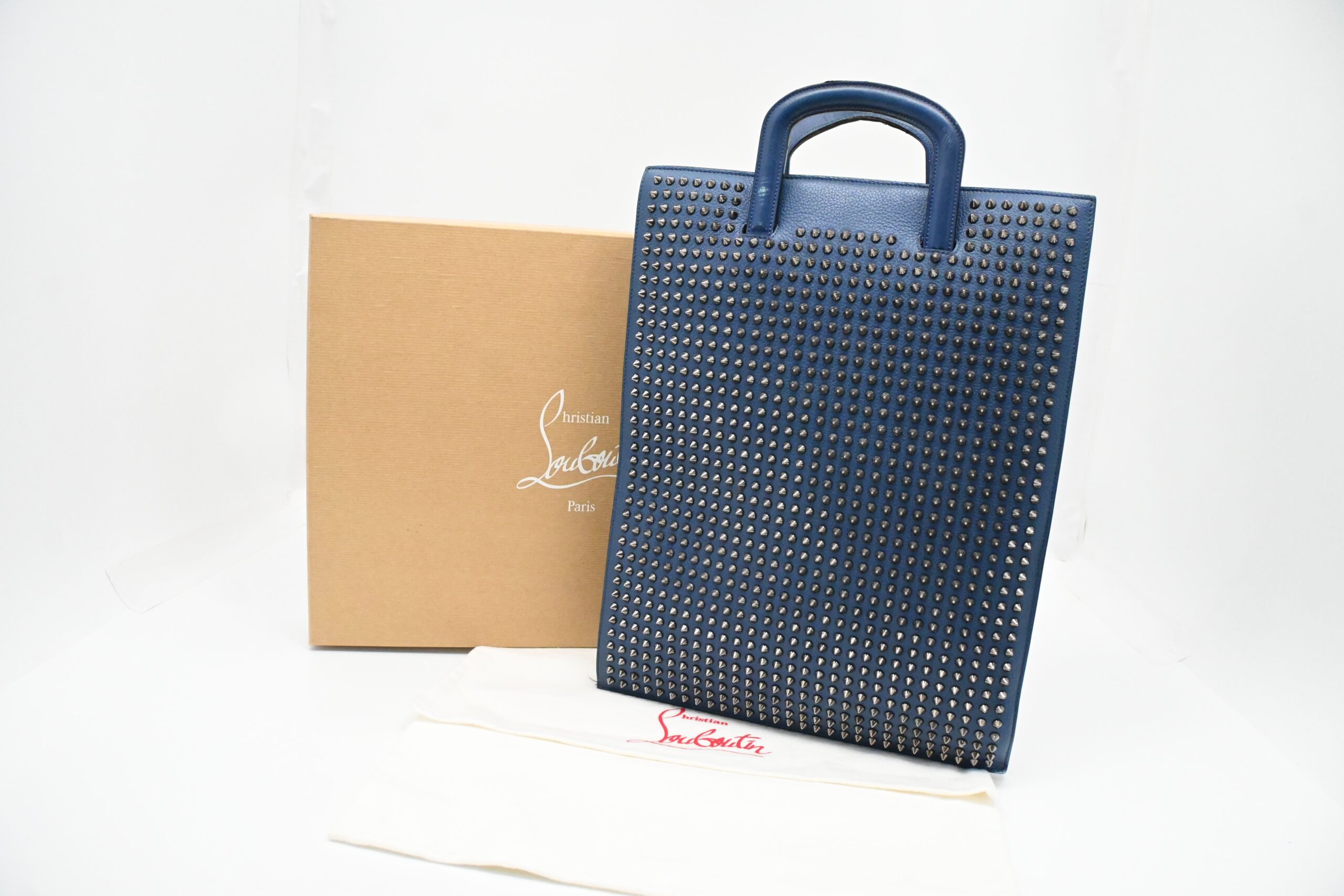Louboutin TricTrac Portfolio Bag in Blue Leather