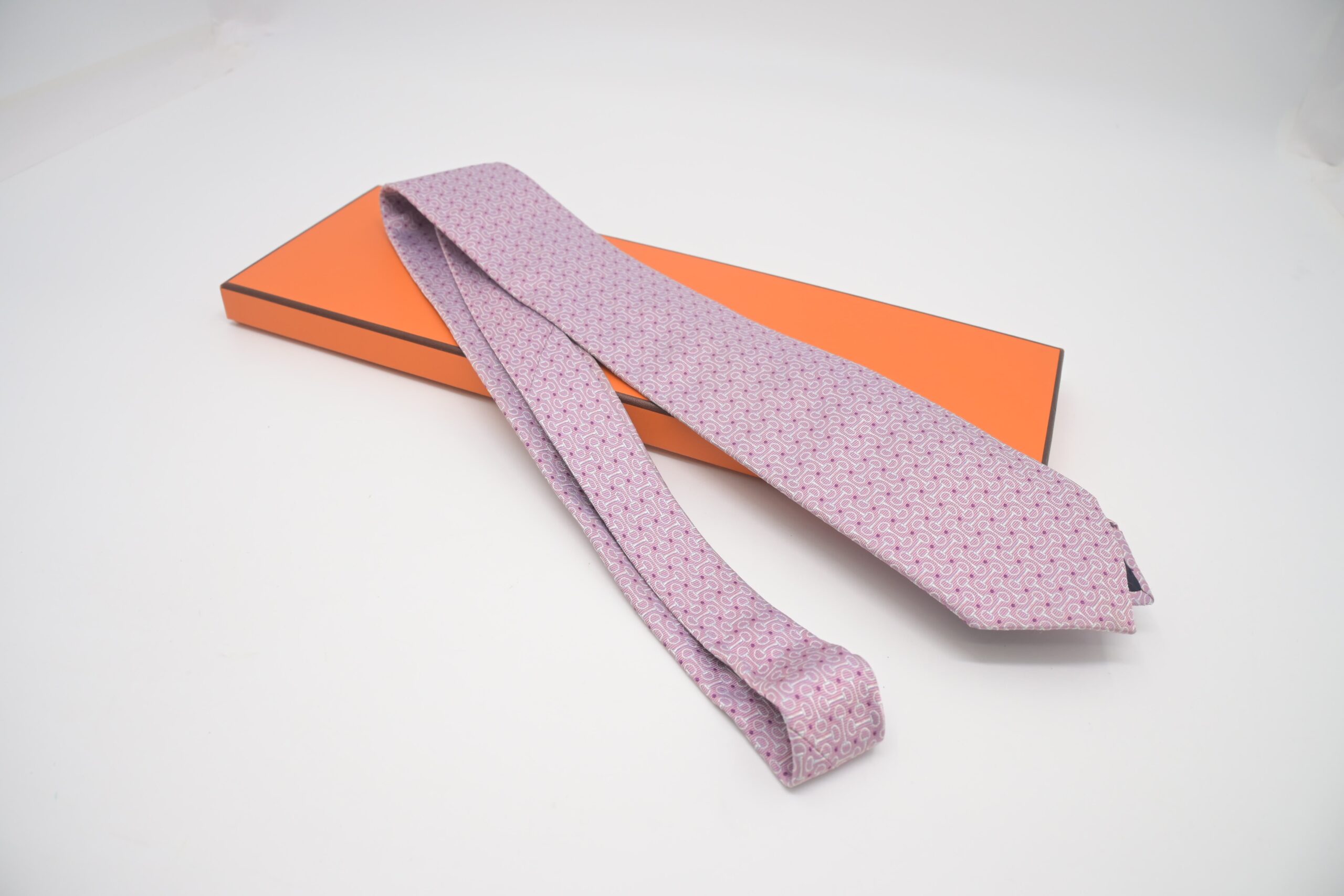 Hermes Tie in Pink Silk